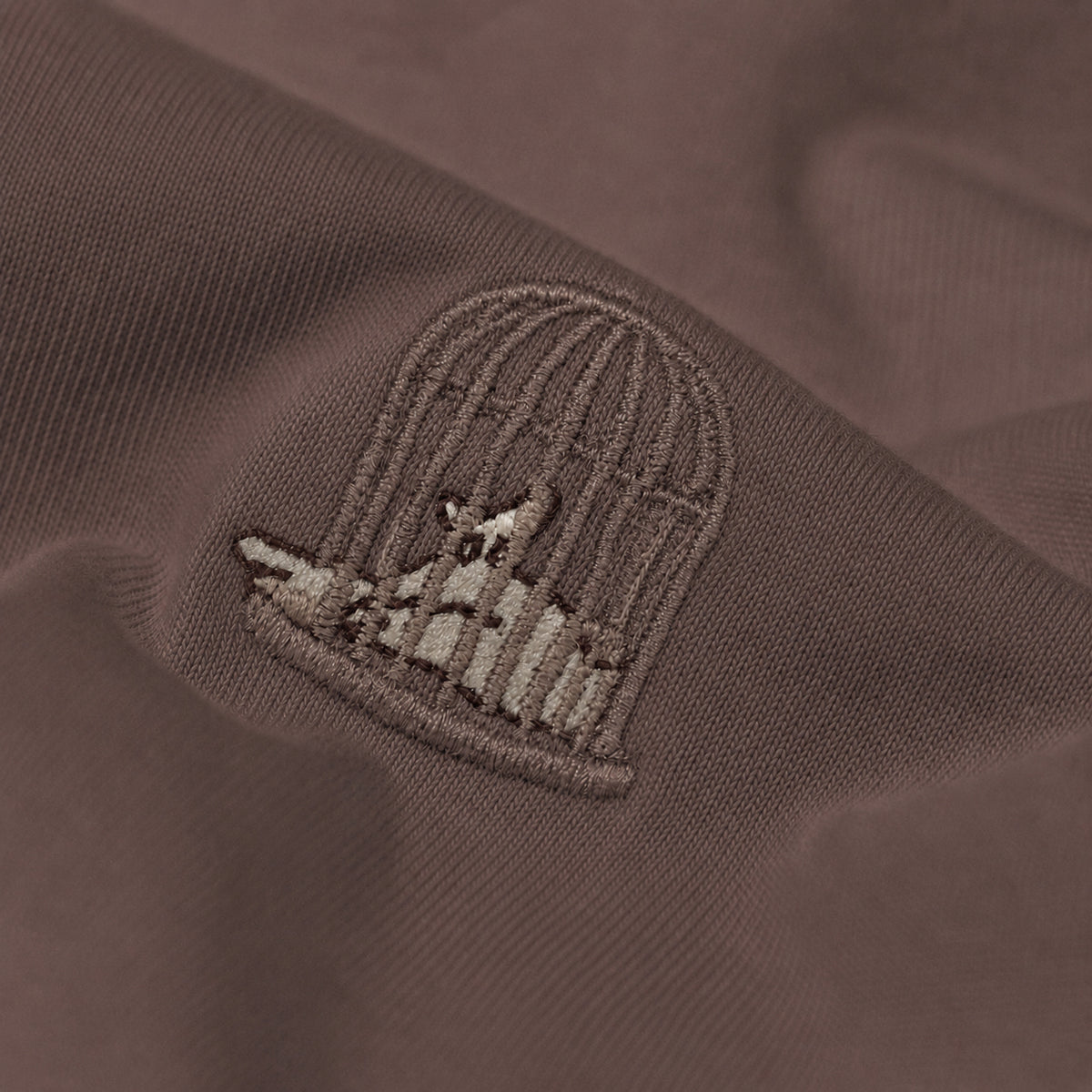 Sauce & Brown Dune oversized T-shirt in mocha – tonal embroidered birdcage detail