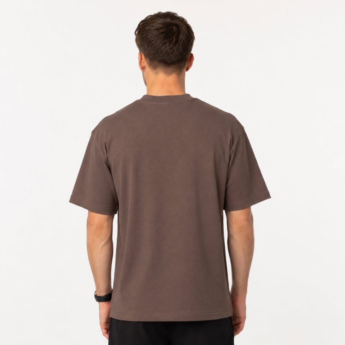 Sauce & Brown Dune oversized T-shirt in mocha – rear studio view