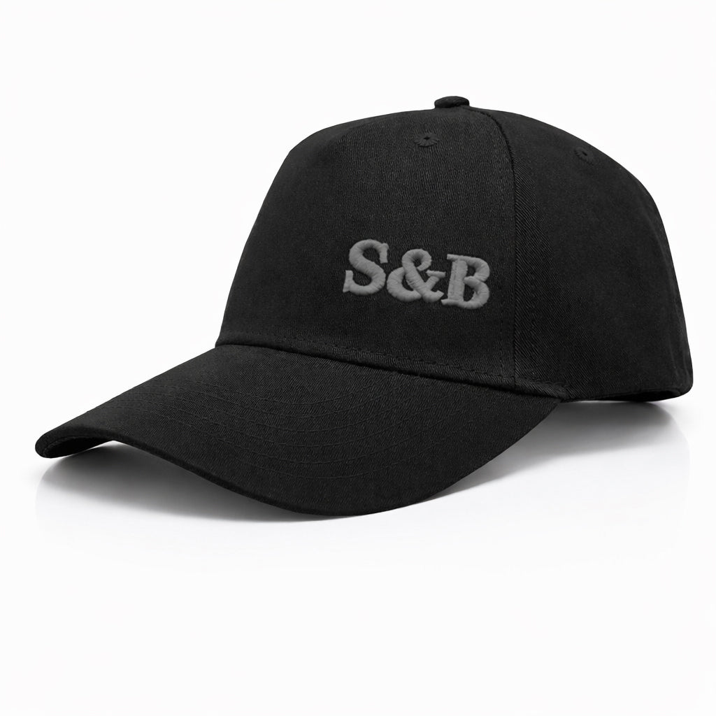 Away Days Cap in black with embroidered S&B logo by Sauce & Brown