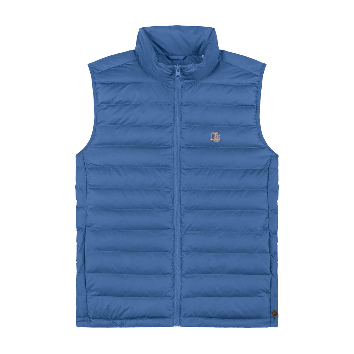 Front view of Luna Gilet in blue by Sauce & Brown