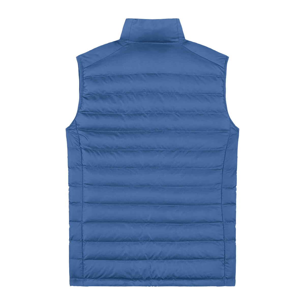 Rear view of Luna Gilet in blue by Sauce & Brown