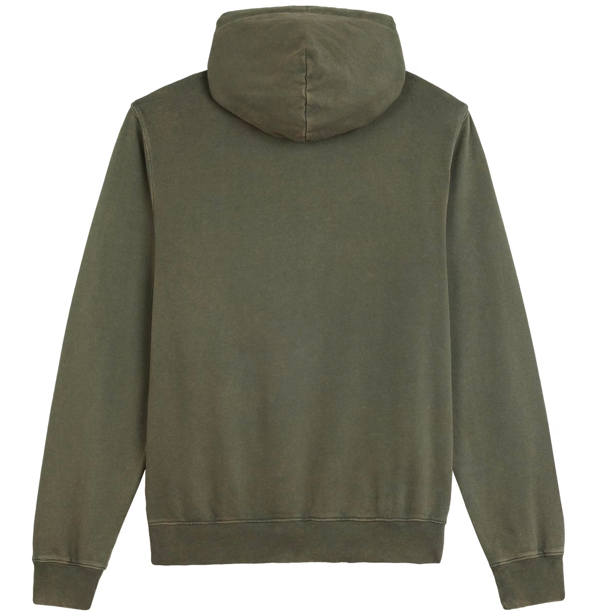 Rear view of the khaki green Tarn hoodie by Sauce & Brown showing clean back design.