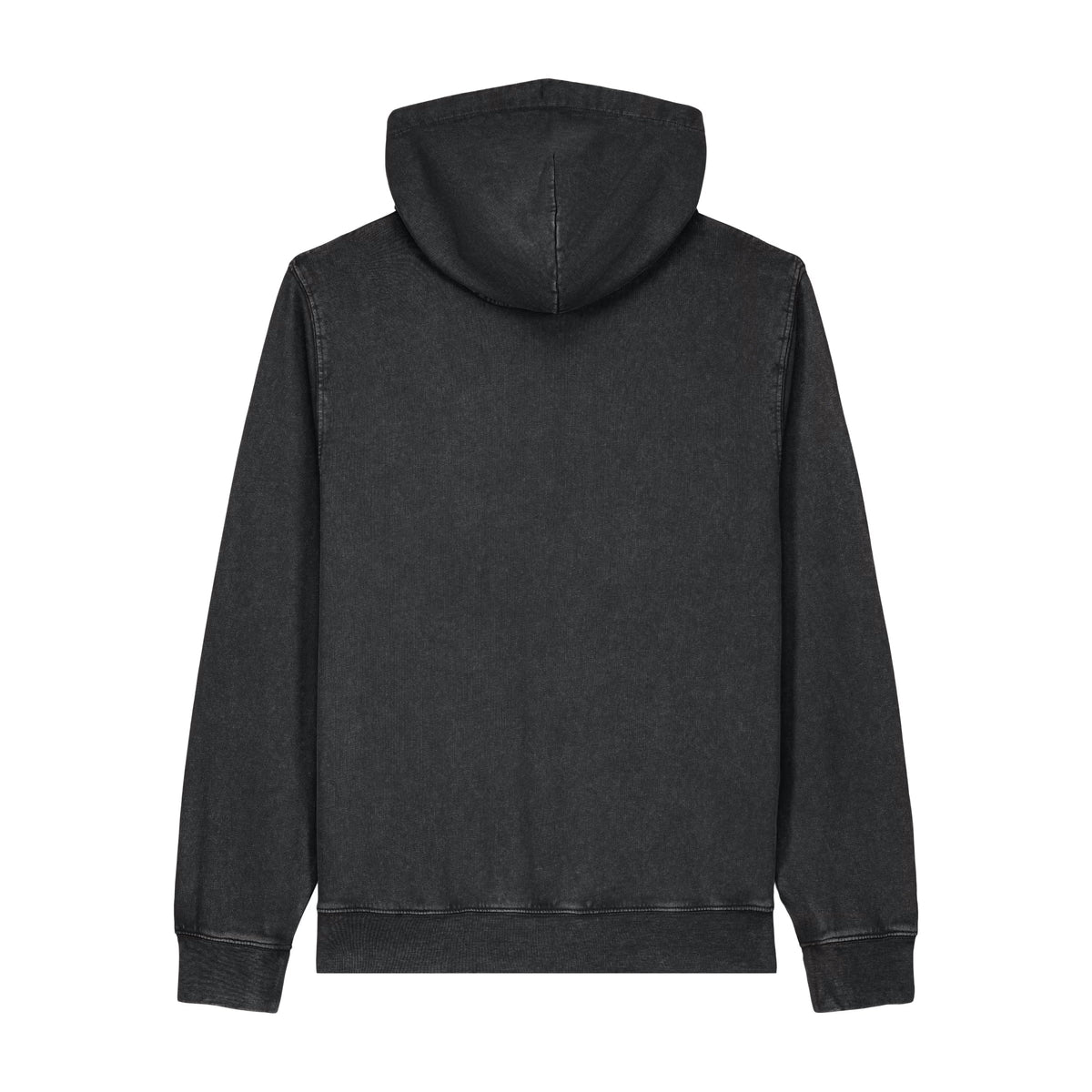 Forge Hoody black vintage washed hoodie back view 300 GSM organic cotton