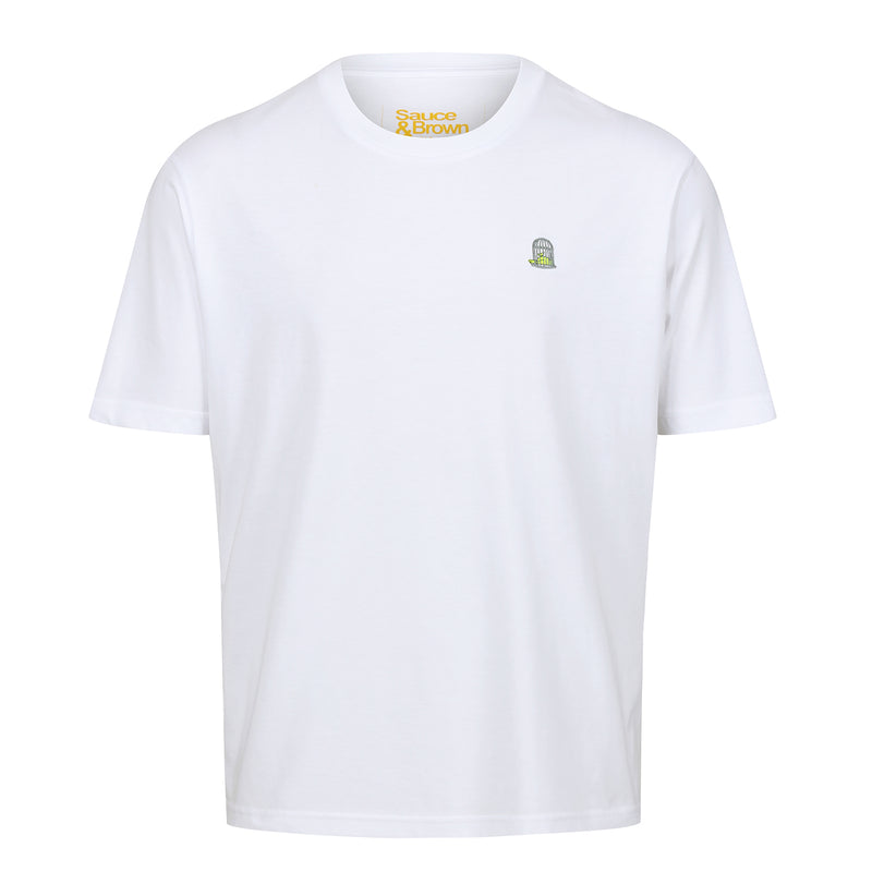 classic white tshirt with left chest embroidery 
