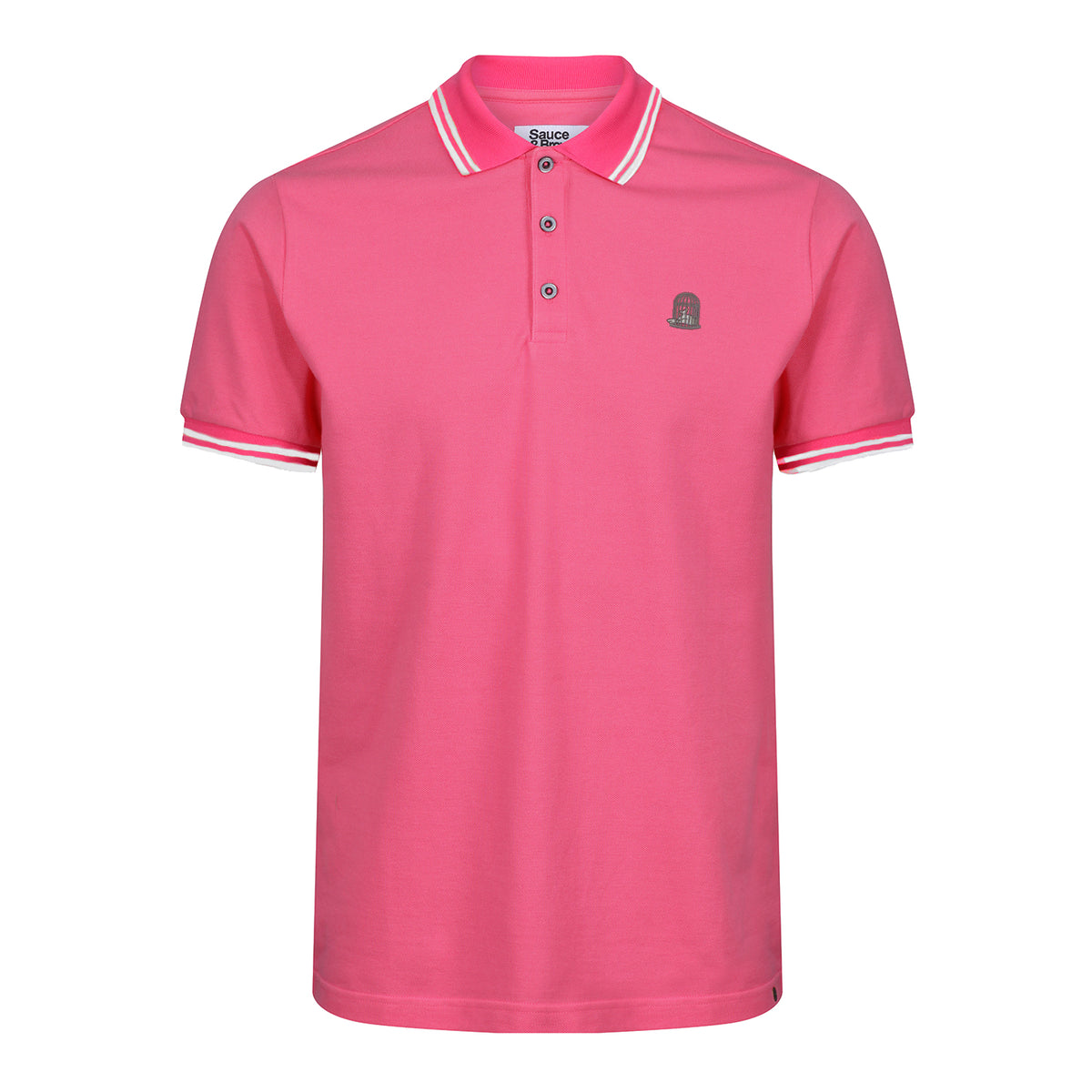 Front view of Axel Polo in pink by Sauce & Brown