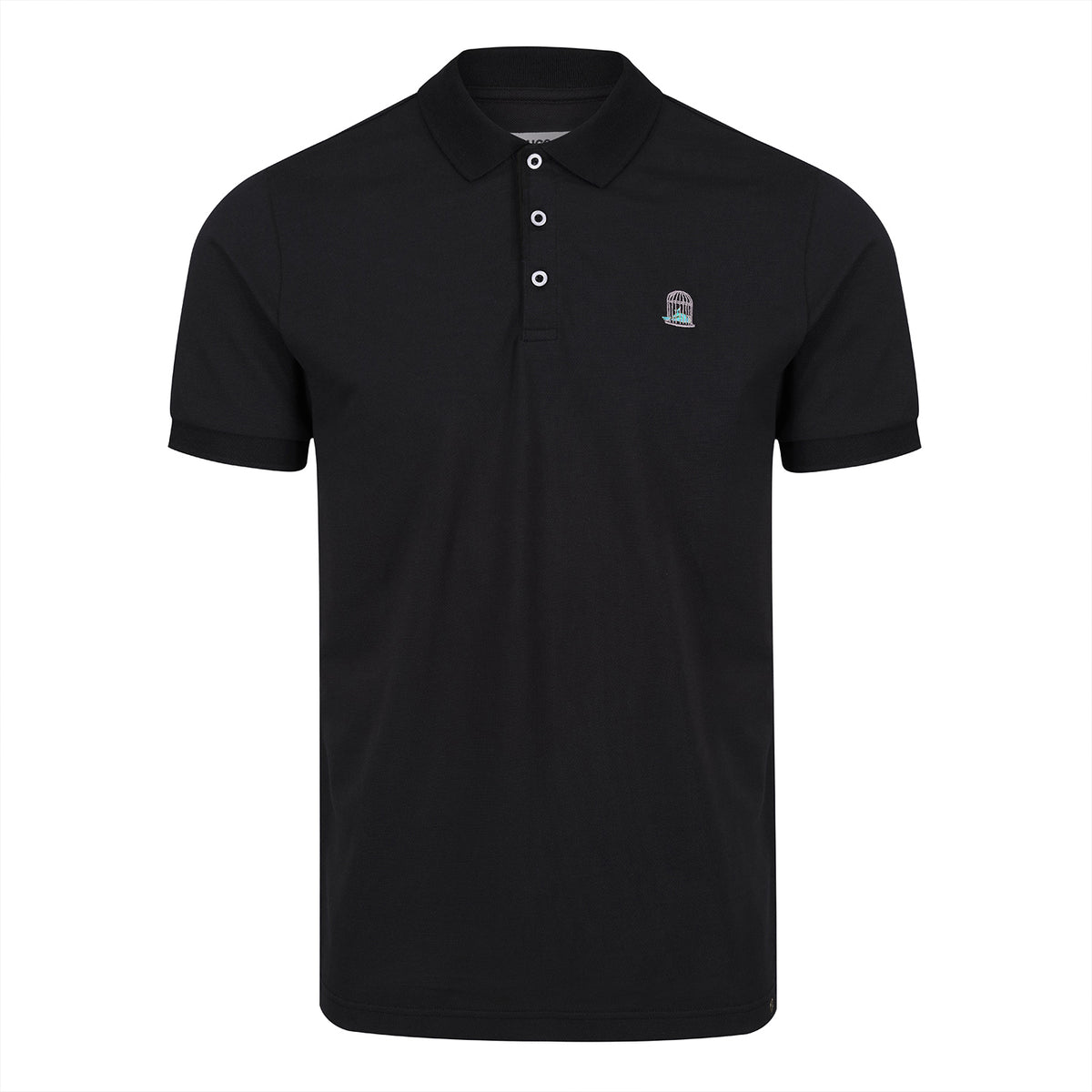 Coaled Polo in black with embroidered chest logo by Sauce & Brown