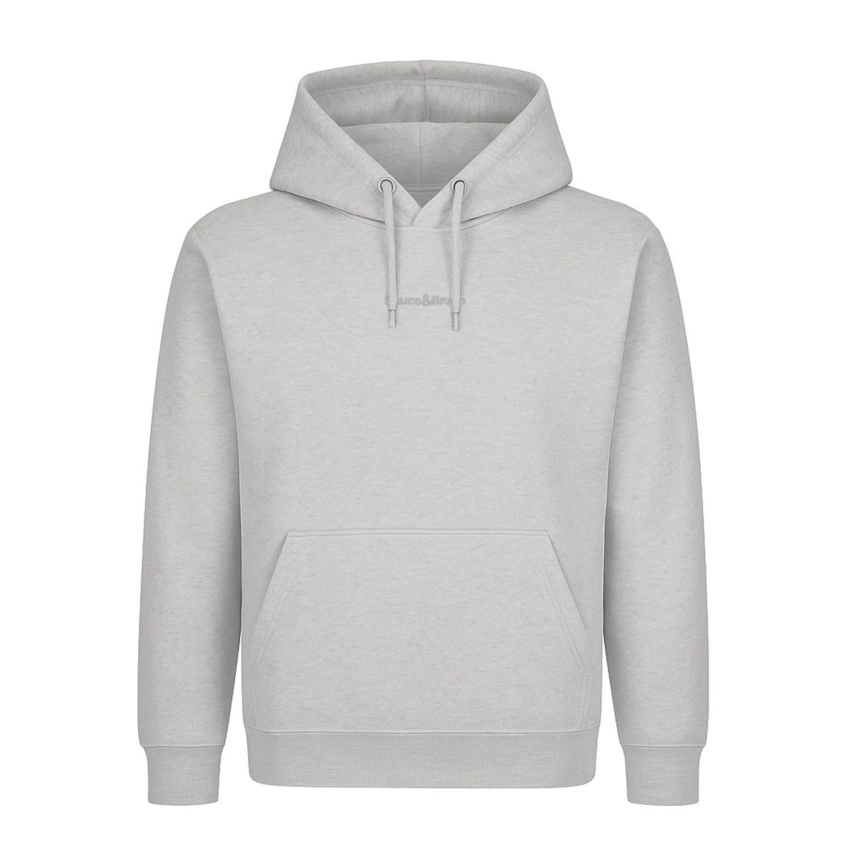 Front view of Daub Hoody in light grey by Sauce & Brown