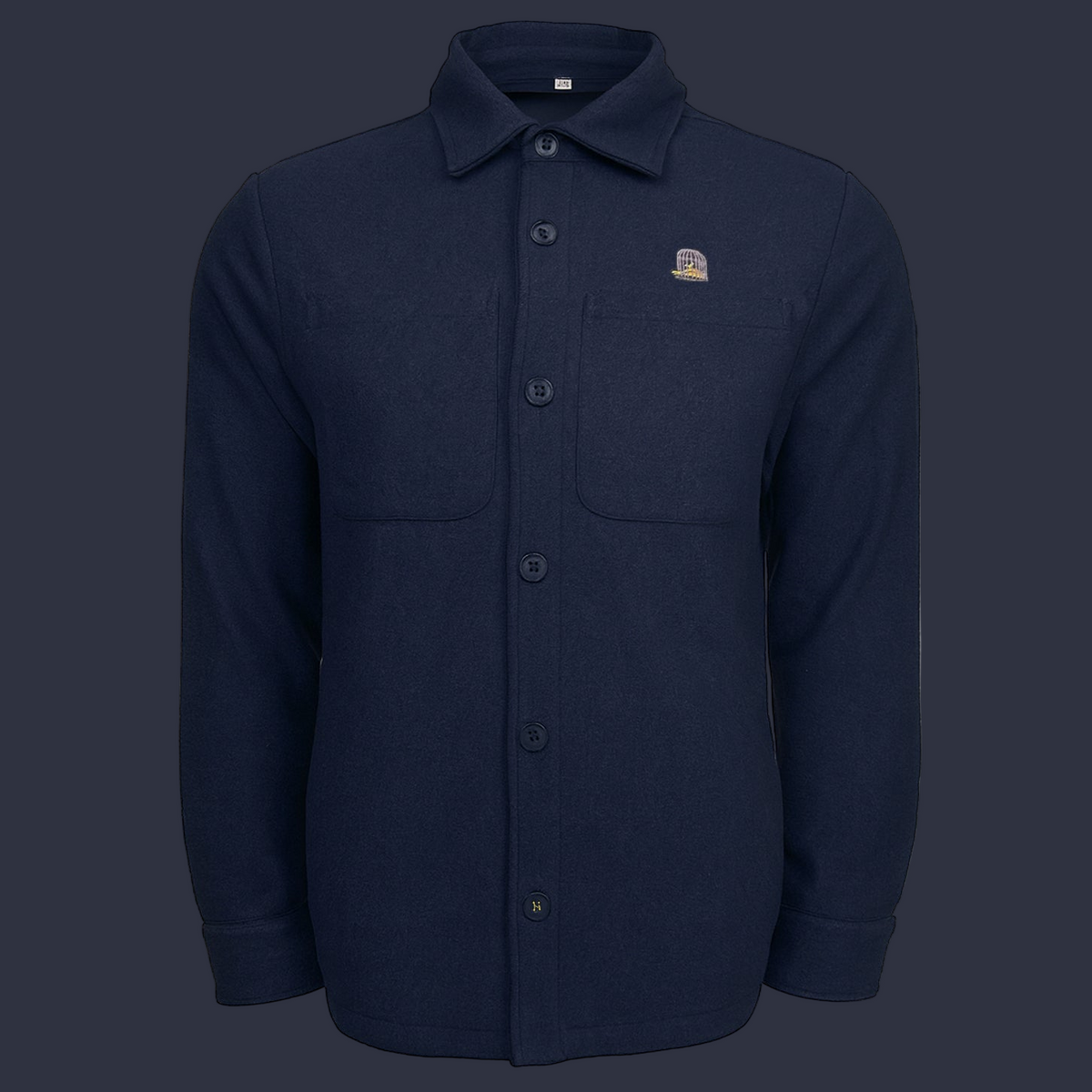 Alternate front view of North Jacket in navy showing structure by Sauce & Brown