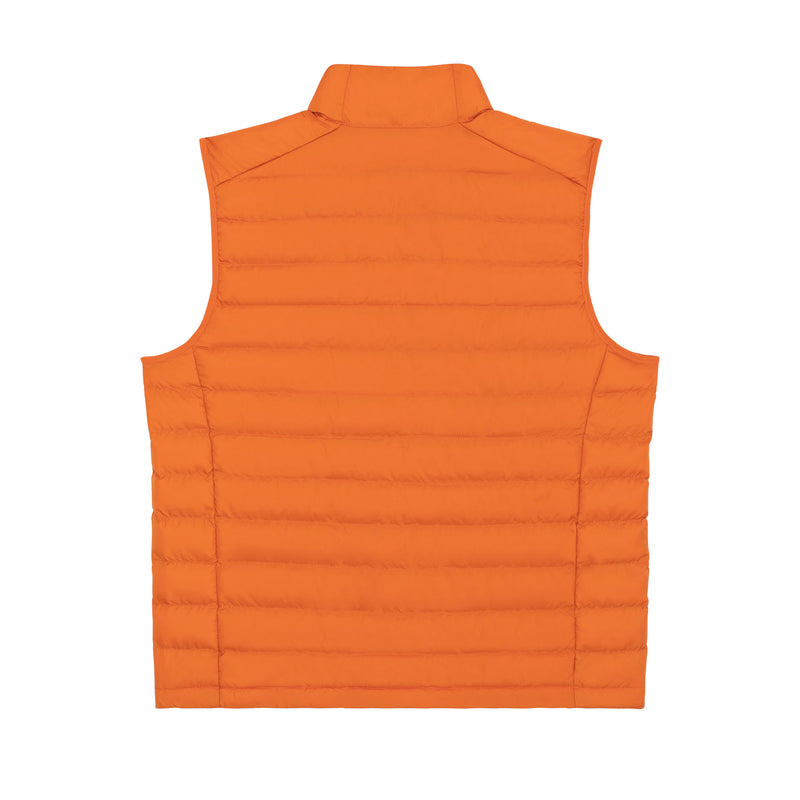 Sauce & Brown Orange puffer vest on a white background