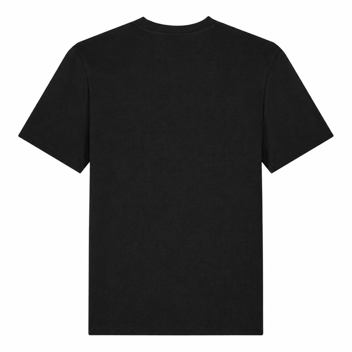 Back view of the Sauce & Brown Vinyl Cut  black T-shirt showing the clean, plain rear design.